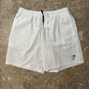 Gymshark Shorts Mens Medium Slim Fit White Arrival 7” Linerless Gym Running NEW